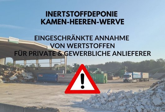 Eingeschränkte Annahme am Standort Kamen-Heeren-Werve